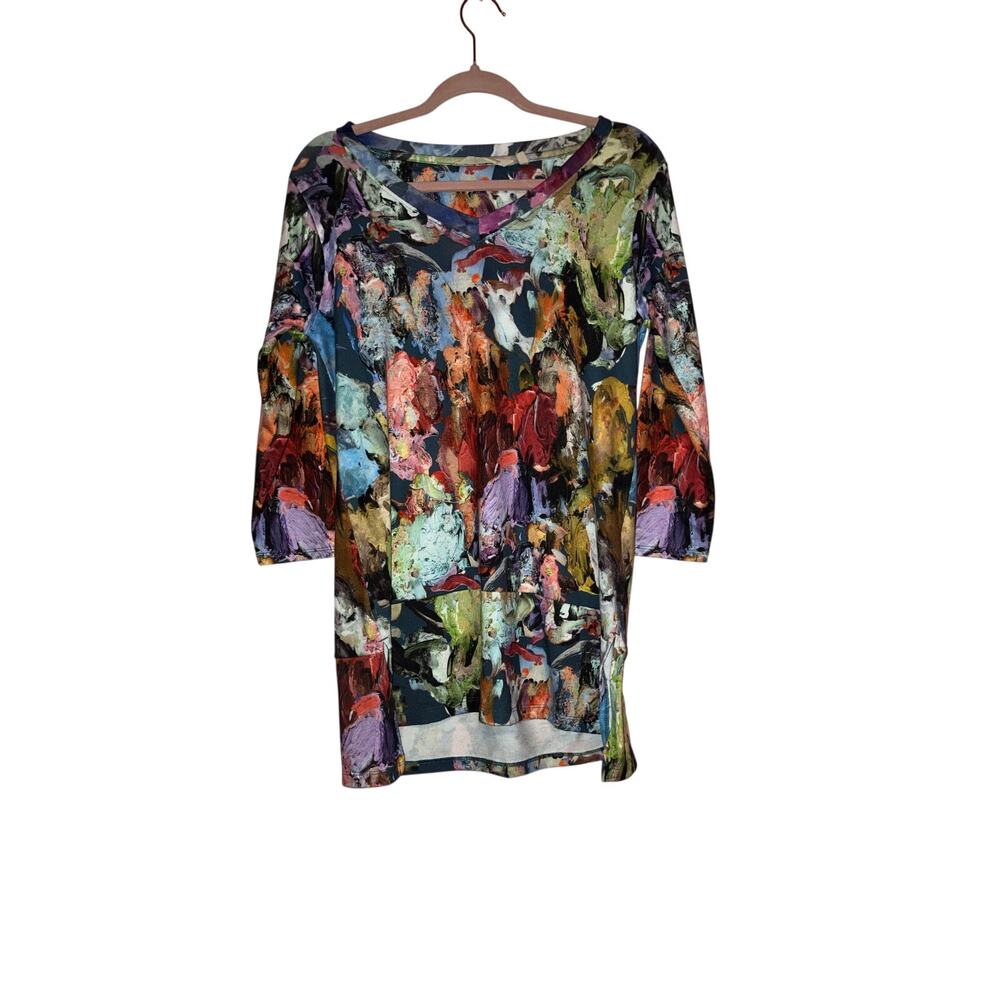 Soft Surroundings Abstract Art Print Stretch Tunic Top Size Small